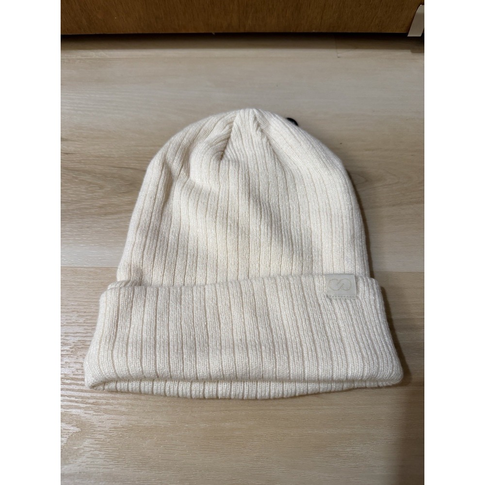 Calia by Carrie Underwood Ribbed Knit Beanie Hat Cap Cream New Without Tags